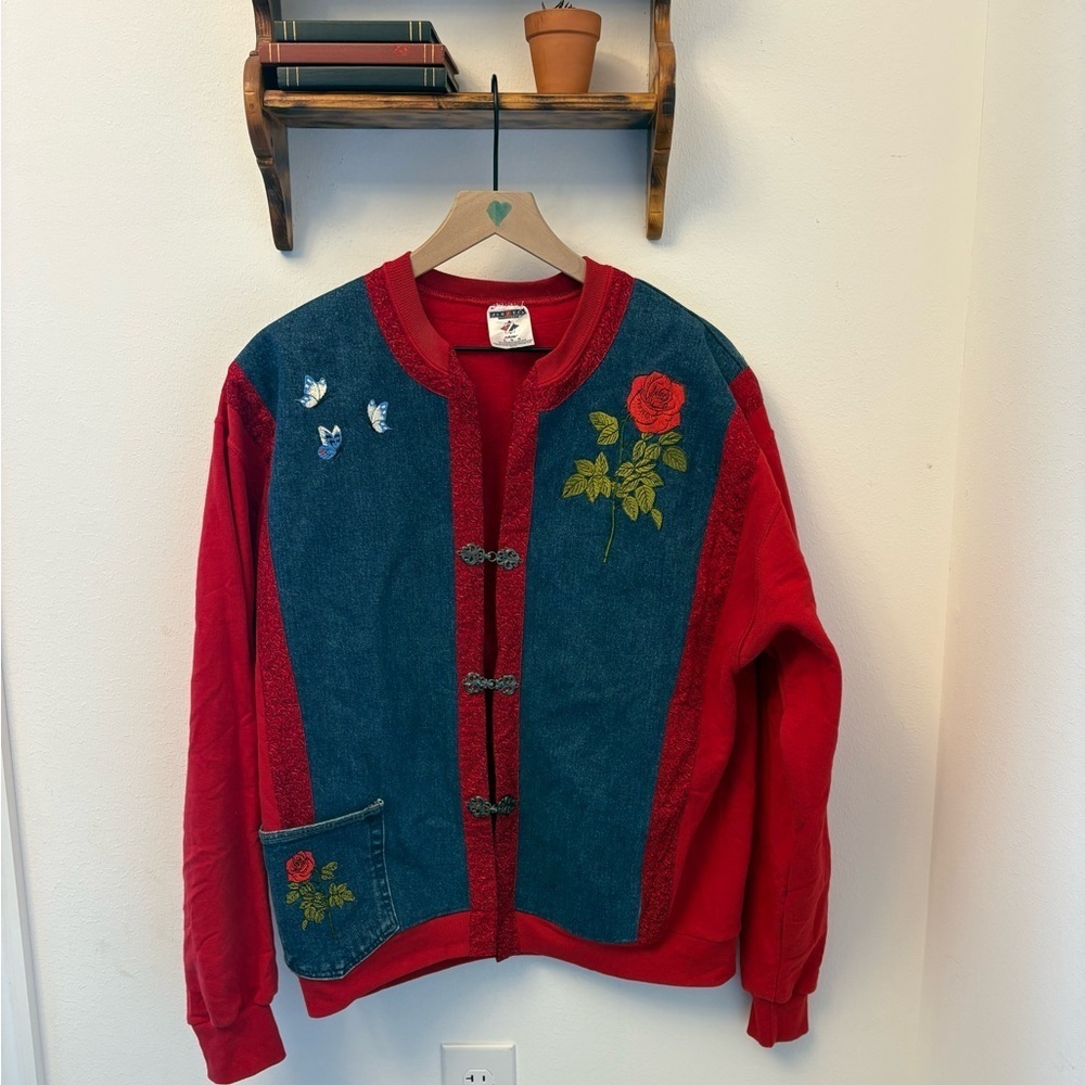 Upcycled Vintage Jerzees Patchwork Cardigan Jacket – Size Large